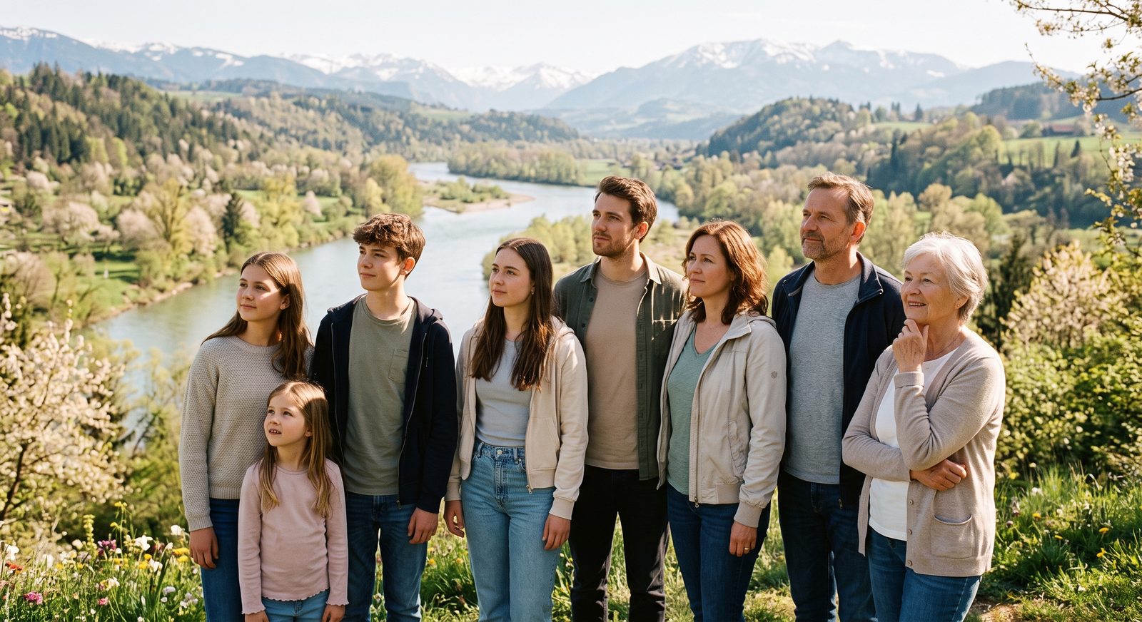 Familia contemplando el horizonte